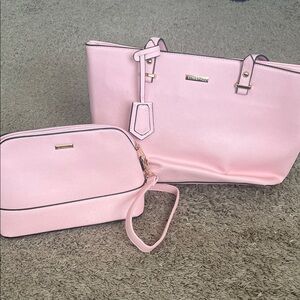 Elegant Pink Tote and Clutch Set